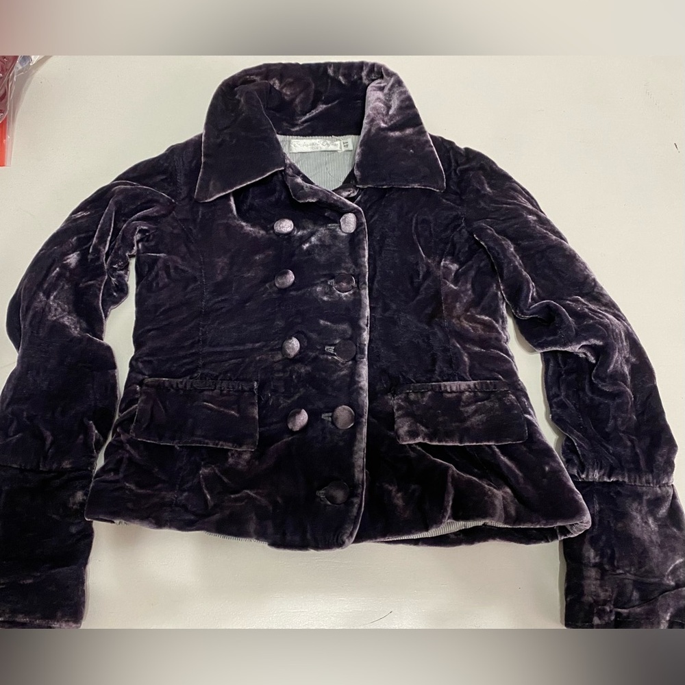 Velvet Double-Breasted Jacket - Purple